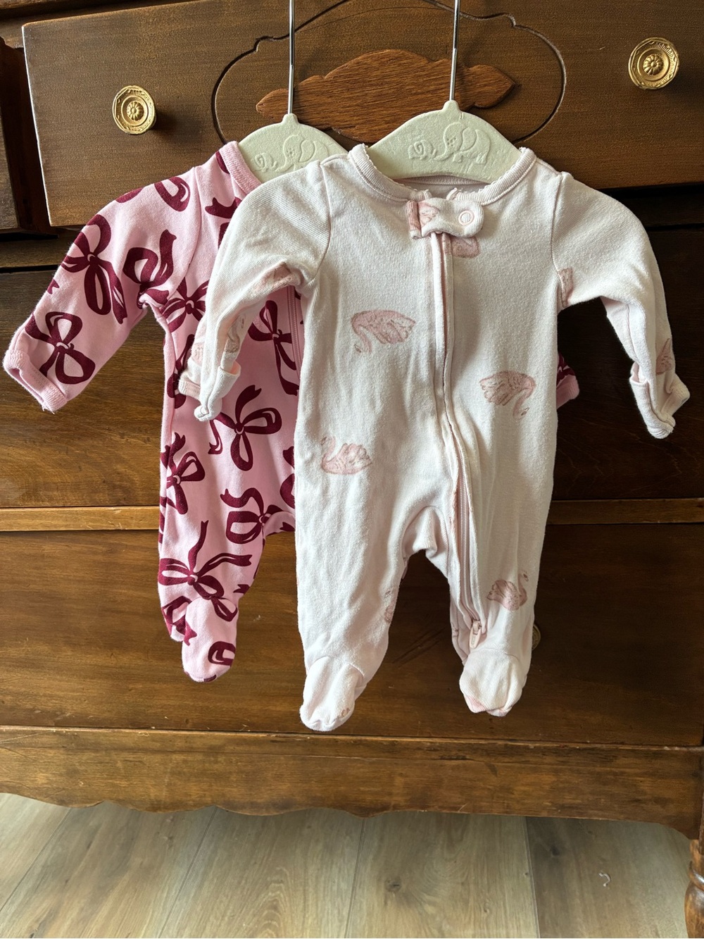 wonder nation Pink Bow & Swan Footed One-Pieces - Set of 2